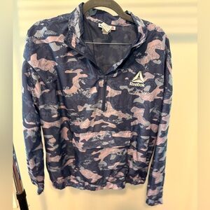 Reebok Blue and Pink Quarter-Zip Pullover